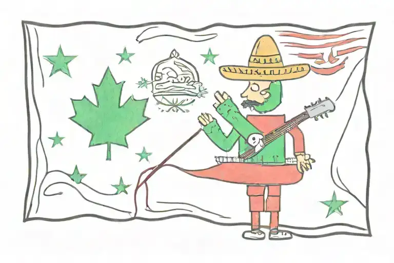 mexican canadian flag merge together tattoo design idea