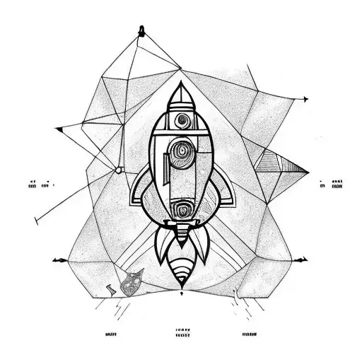 Rocket blueprint tattoo design idea