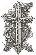 swords and shield templar cross tattoo design idea