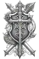 swords and shield templar cross tattoo design idea