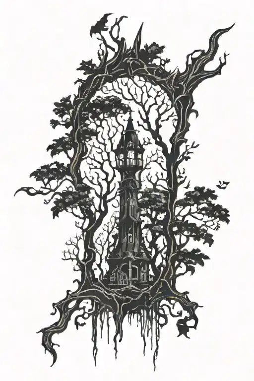 Forest looking up from ground tattoo design idea