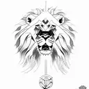 lion with a reflection of a cross in the eye tattoo design idea