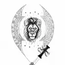 lion with a reflection of a cross in the eye tattoo design idea