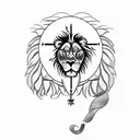 lion with a reflection of a cross in the eye tattoo design idea