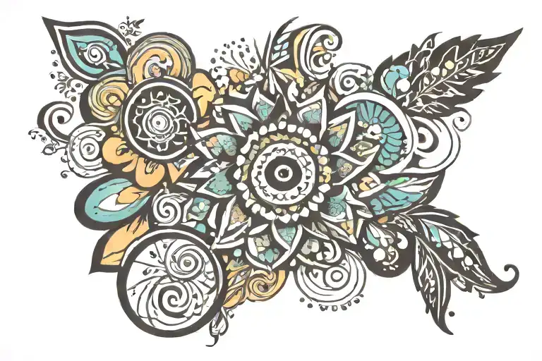 indi flowerchild hippie tattoo design idea