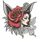 whore with a rose growing tattoo design idea