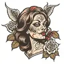 whore with a rose growing tattoo design idea