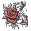 whore with a rose growing tattoo design idea