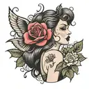 whore with a rose growing tattoo design idea