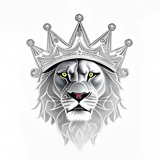 roaring lion wearing crown  tattoo design idea
