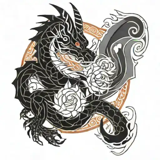 metal dragon and earth rabbit in 3start in the sun polynesian with itachi uchiha tattoo design idea