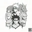 naruto, sasuke, itachi, kakashi, sakura 9 tails high resolution 8k tattoo design idea