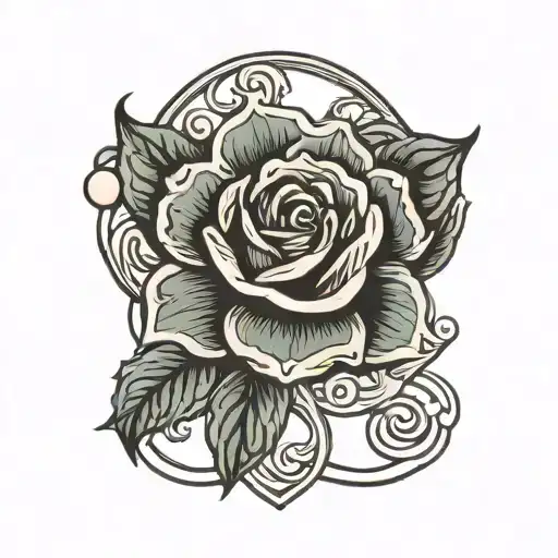 gemini logo rose pearl tattoo design idea