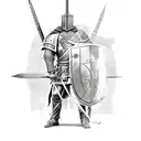 A sketch-style tattoo of a Templar knight with a shield and sword tattoo design idea