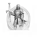 A sketch-style tattoo of a Templar knight with a shield and sword tattoo design idea