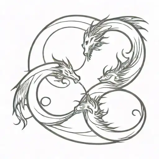 Ying and Yang Dragon curled tattoo design idea