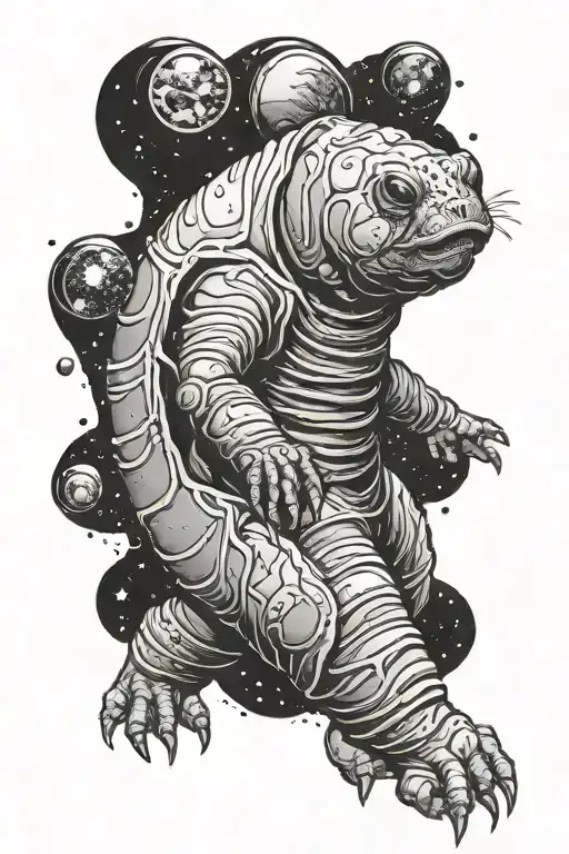 anatomically correct tardigrade in space tattoo design idea