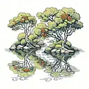 a winding river with a rowan tree beside it tattoo design idea