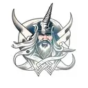 Viking on unicorn tattoo design idea