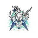 Viking on unicorn tattoo design idea