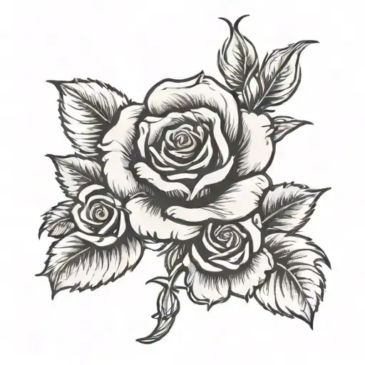 rose with dog paw print tattoo design idea