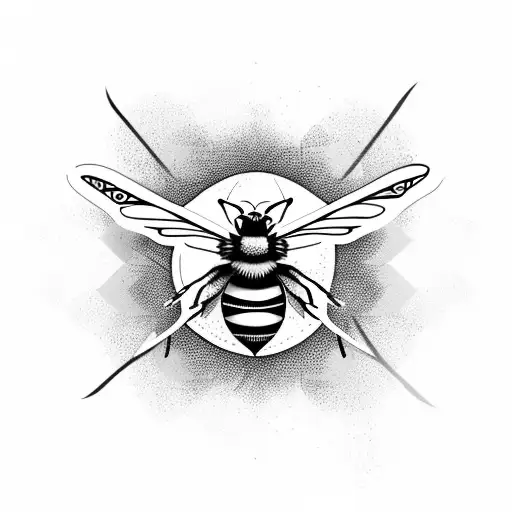 Rose and thistle around a Manchester  bee with colours  tattoo design idea