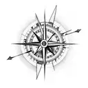compass with arrow going through with dopamine chemical structure tattoo on bicep tattoo design idea
