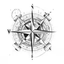 compass with arrow going through with dopamine chemical structure tattoo on bicep tattoo design idea