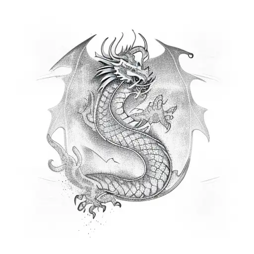 Korean style dragon on arm with tree as background  tattoo design idea