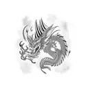 Korean style dragon on arm with tree as background  tattoo design idea