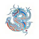 Korean style dragon on arm with tree as background  tattoo design idea