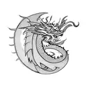 Korean style dragon on arm with tree as background  tattoo design idea