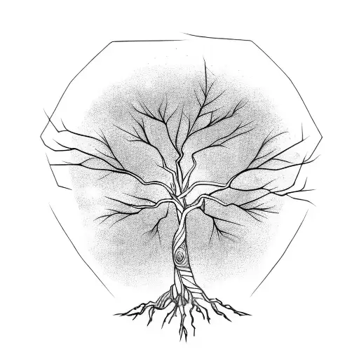 lightning tree veins strike on white background tattoo design idea