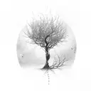 lightning tree strike with empty background tattoo design idea