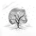 lightning tree strike with empty background tattoo design idea