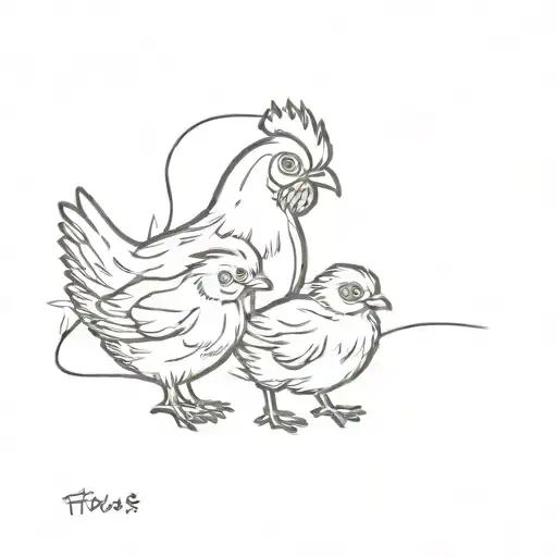 mother hen and chick  tattoo design idea