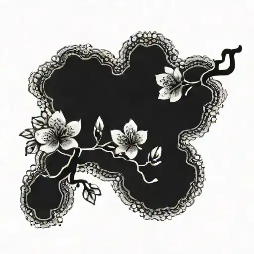 Japanese cherry blossom tree with intricate patterns symbolizing longevity and beauty tattoo design idea