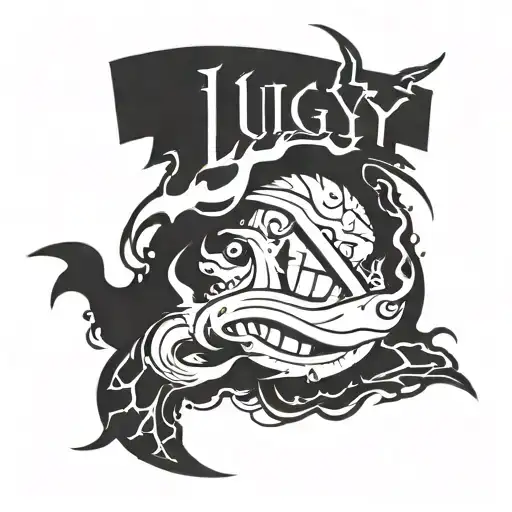 luigy name caracter and thunder and lightning tattoo design idea
