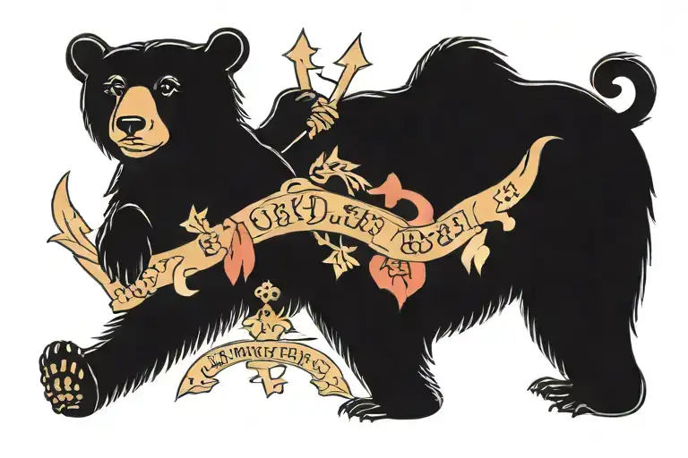 soulmates bear and witch tattoo design idea