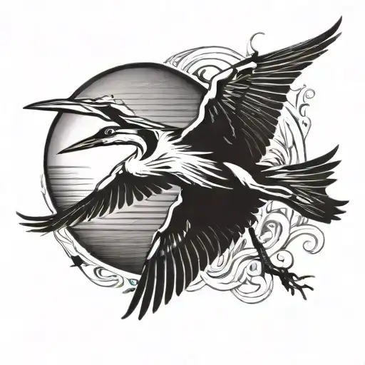 heron flying towards the sun tattoo design idea