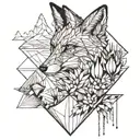 Fox and mountains   tattoo design idea
