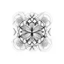 A mathematical equation formed by interconnected threads with flowers and butterflies as variables tattoo design idea