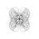 A mathematical equation formed by interconnected threads with flowers and butterflies as variables tattoo design idea