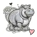 hot blonde female hippo in love Cartoon inside a heart tattoo design idea