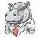 tattooed alpha male hippo, bearded with glasses in love cartoonish with clothes from chamber valorant inside a heart tattoo design idea