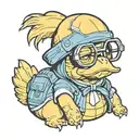 psyduck with glasses dressed in chamber valorant clothes tattoo design idea