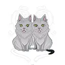 a black cat and a grey fluffy cat sitting together, their tails coming together to make a heart tattoo design idea