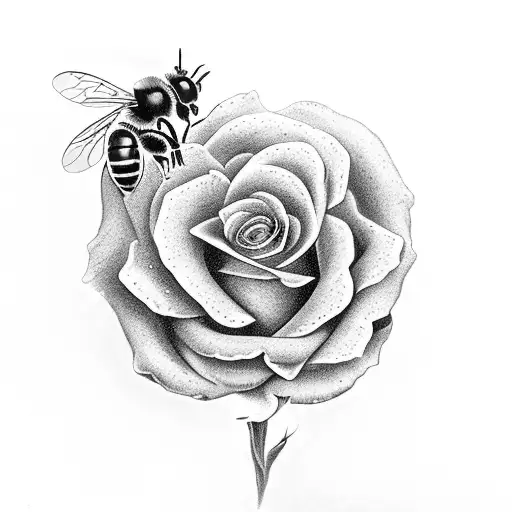 honeybee on a hybrid tea Rose  tattoo design idea