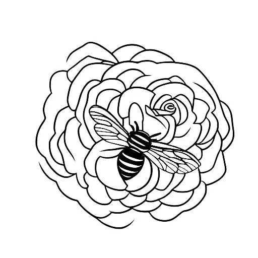honeybee on a garden shrub rose tattoo design idea