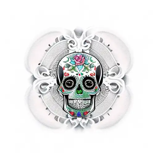 male sugar skull tattoo design idea